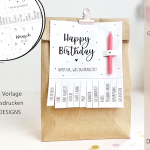 Cartão de aniversário para imprimir "Pegue o que precisar" | Cartão de aniversário | Ideia de presente | 4 modelos