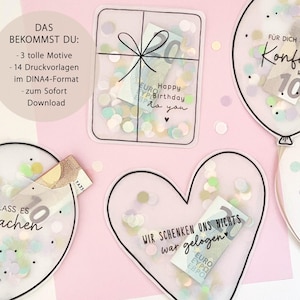 Tarjeta con efecto de movimiento imprimible para regalos de dinero | Paquete de 14 diseños | Envase para dinero y vales | Regalo de última hora