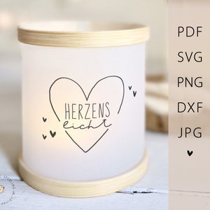 Plotterdatei Herzenslicht | Datei zum Ausdrucken | PDF Windlicht Kerzen DIY