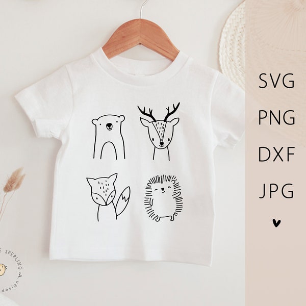 Plotterdatei Bundle Igel Reh Fuchs Bär | SVG | Waldtiere Geschenk Geburt