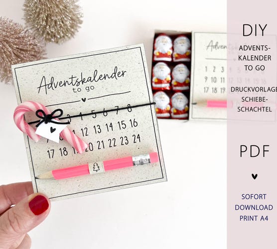 Printable Advent Calendar to Go Template — DIY Box for Crafting Christmas Gift