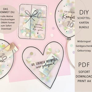 Plantilla de regalo con forma de tarjeta Shaker (3 diseños) - Papel transparente imprimible