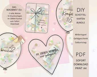 Shaker Card Money Gift Template – 3 Designs – Transparent Paper Printable