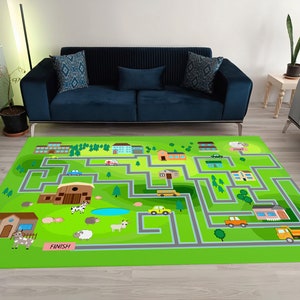 Road rug, car rug, traffic rug, car racing rug, race track rug, play mat, racetrack rug, nursery decor, kids rug, play room rug
