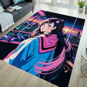 Anime Teppich, Anime Mädchen, Teppich mit Anime-Motiv, Japanischer Teppich, Japanischer Kulturteppich, Anime Kunstteppich, Anime Teppich, Japanischer Teppich