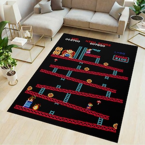 Game room rug, play room rug, gamer rug, game room decor, teen room rug, playroom rug, gamer carpet, gift for gamer, video game print