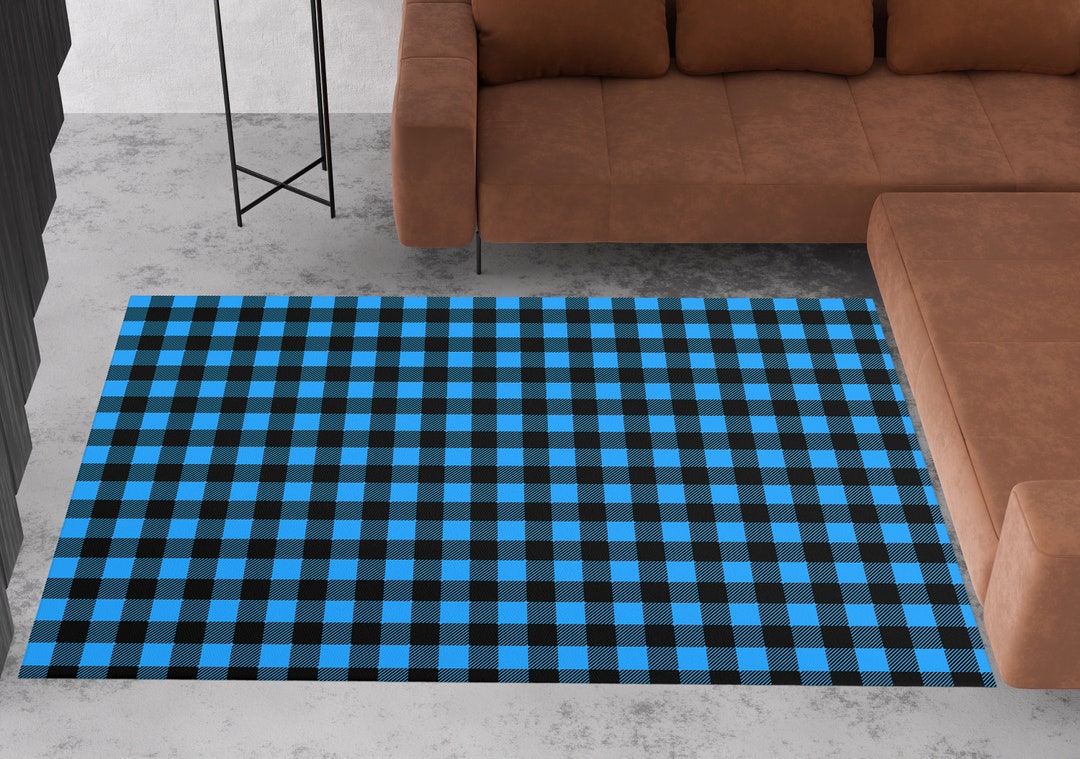 Plaid Rug Pattern Plaid Pattern Rug, Blue Plaid Rug, Plaid Carpet, Plaid Decor, Blue Rug ...