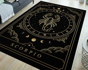 Scorpio rug, horoscope rug, scorpion rug, horoscope theme rug, astrology theme rug, astronomy rug, zodiac signs rug, space theme rug