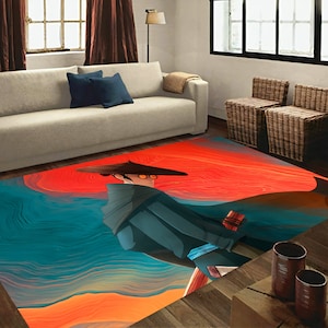 Anime rug, samurai rug, cartoon rug, nursery rug, home decor, anime carpet, kids room rug, teen room rug, anime gifts, anime print