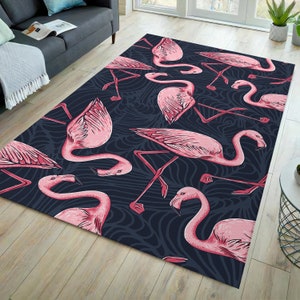 Flamingo rug, animal rug, flamingo themed rug, animal themed rug, modern rug, pink rug, pink flamingo rug, animal pattern rug,