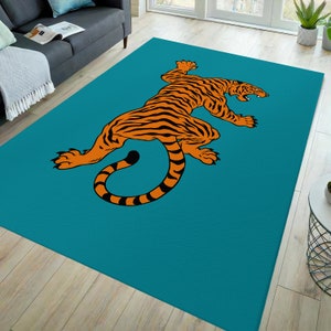 Tiger rug, animal rug, tiger carpet, tiger pattern rug, tiger themed rug, animal pattern rug, decorative rug, gift for her, gift for him