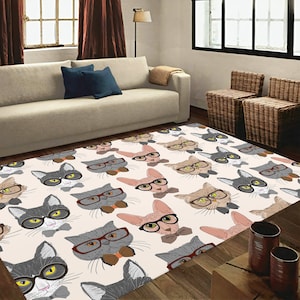 Alfombra de animales, alfombra de gatos, alfombra de dibujos animados, alfombra con estampado de gatos, alfombra con temática de gatos, alfombra con estampado de animales, estampado animal, decoración de gatos, estampado de gatos, alfombra de animales