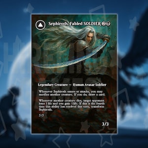 Sephiroth, sagenhafter Soldat - zweiseitig - Randlose Custom Art MTG Proxy FINAL FANTASY
