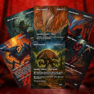 6x Kommandanten-Sliver Proxy Karten - Randlose alternative Kunst - OverKommandant, Königin, Schwarmfürst, Legion, Erster Splitter, Grabmutter