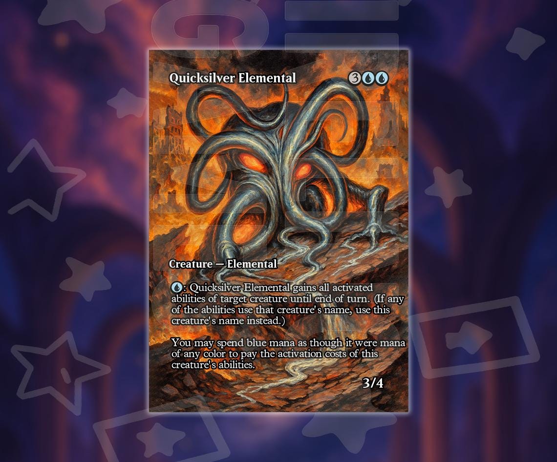 Quicksilver Elemental - Full Borderless Custom Art MTG Proxy FINAL FANTASY