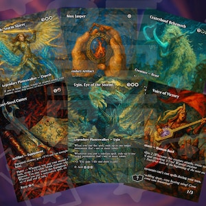 6x Kommandanten Proxy Karten - Tarkir Drachensturm - Randlose alternative Kunst - Elspeth, Ugin, Cori-Steel, Kraterhuf, Mox, Stimme des Sieges