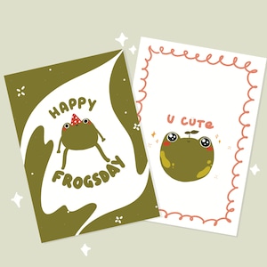 Frogsday feliz Cartão Postal | Impressão artística A6