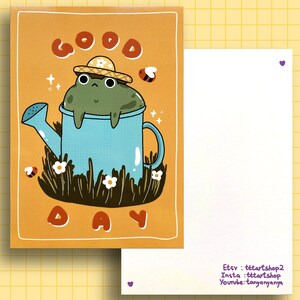 Frosch, der einen guten Tag hat Postkarte Kunstdruck A6