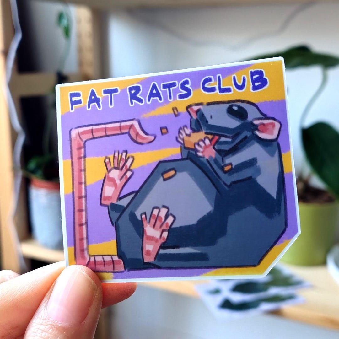 Fat Rats Club Sticker – Chubby Rodent Meme Art – Laptop Water Bottle ...