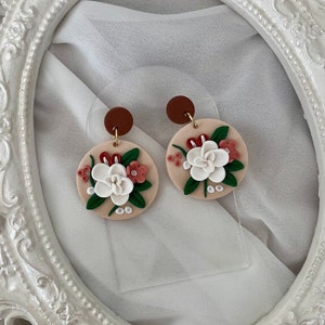 Handmade Polymer Clay Floral Bouquet Earrings: Dangle Earrings