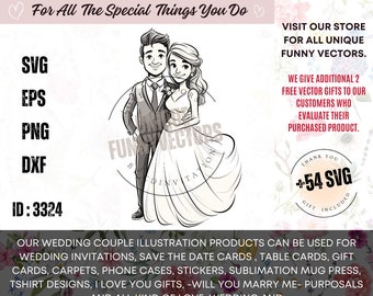 Fichiers image clipart svg mariée mariage Just Married mariage svg invitation bonhomme allumette modèles svg, sublimation mariage couples