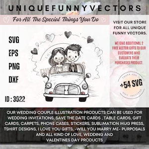 frisch verheiratet Auto Strichmännchen Aufkleber svg handgezeichnete svg Hochzeit printables