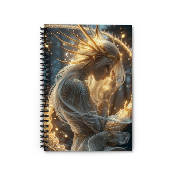 Spiral Notebook - Ruled Line - Fantasy Enchantress Spiral Notebook - Ethereal Art Magical Elven Diary with Mystical Art Cover