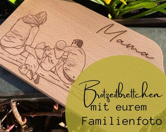 Brotzeitbrettchen mit eurem Familienfoto - Familien-Frühstücksbrettchen - personalisierbar