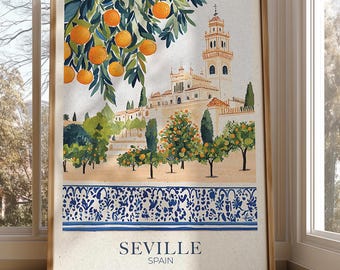 Seville Art Print: Mediterranean Spain Travel Poster, European Home Decor