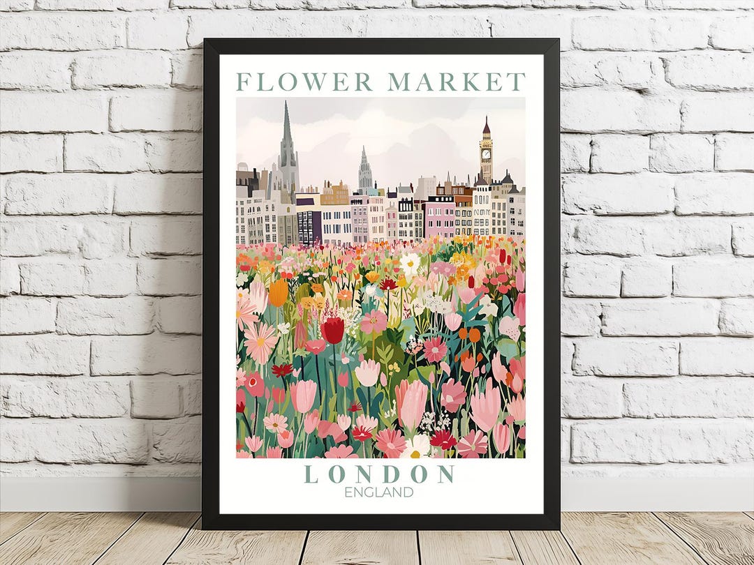 London Flower Market Print: Modern Botanical Travel Art - Etsy