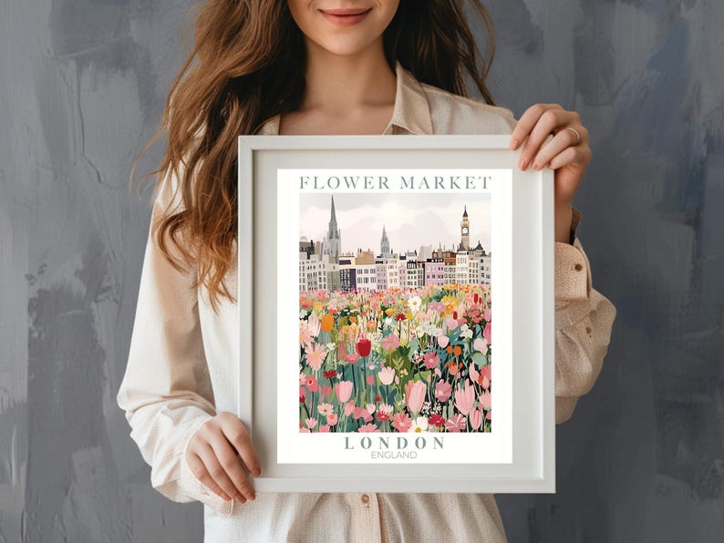 London Flower Market Print: Modern Botanical Travel Art - Etsy