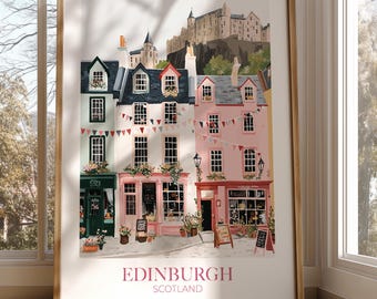 Edinburgh Art Wall Print – Personalized Travel Gift, Available (Framed)