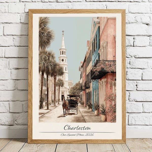 Charleston, South Carolina Wall Art – Personalised Gift Print with Custom Text