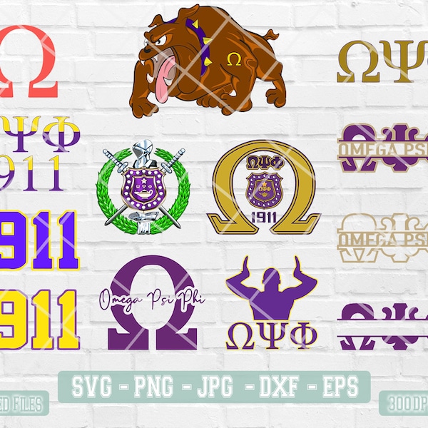 Omega Psi Phi Svg, 13 Design Bundle, Fraternity Svg, Greek Alphabet Svg, Greek Font Svg, Brotherhood,  Instant Download