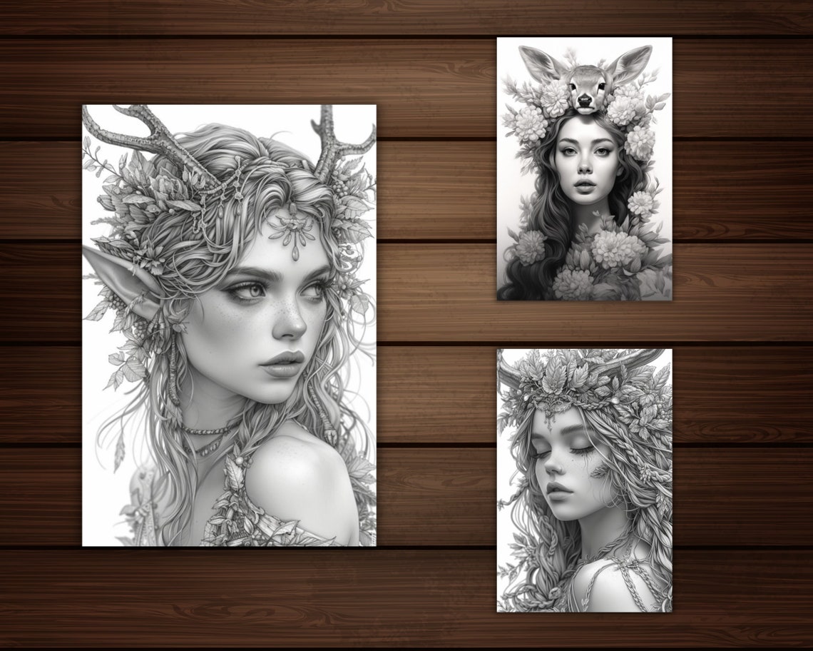 35 Wood Elves Elf Coloring Book, Printale Forest Fairy Coloring Pages ...