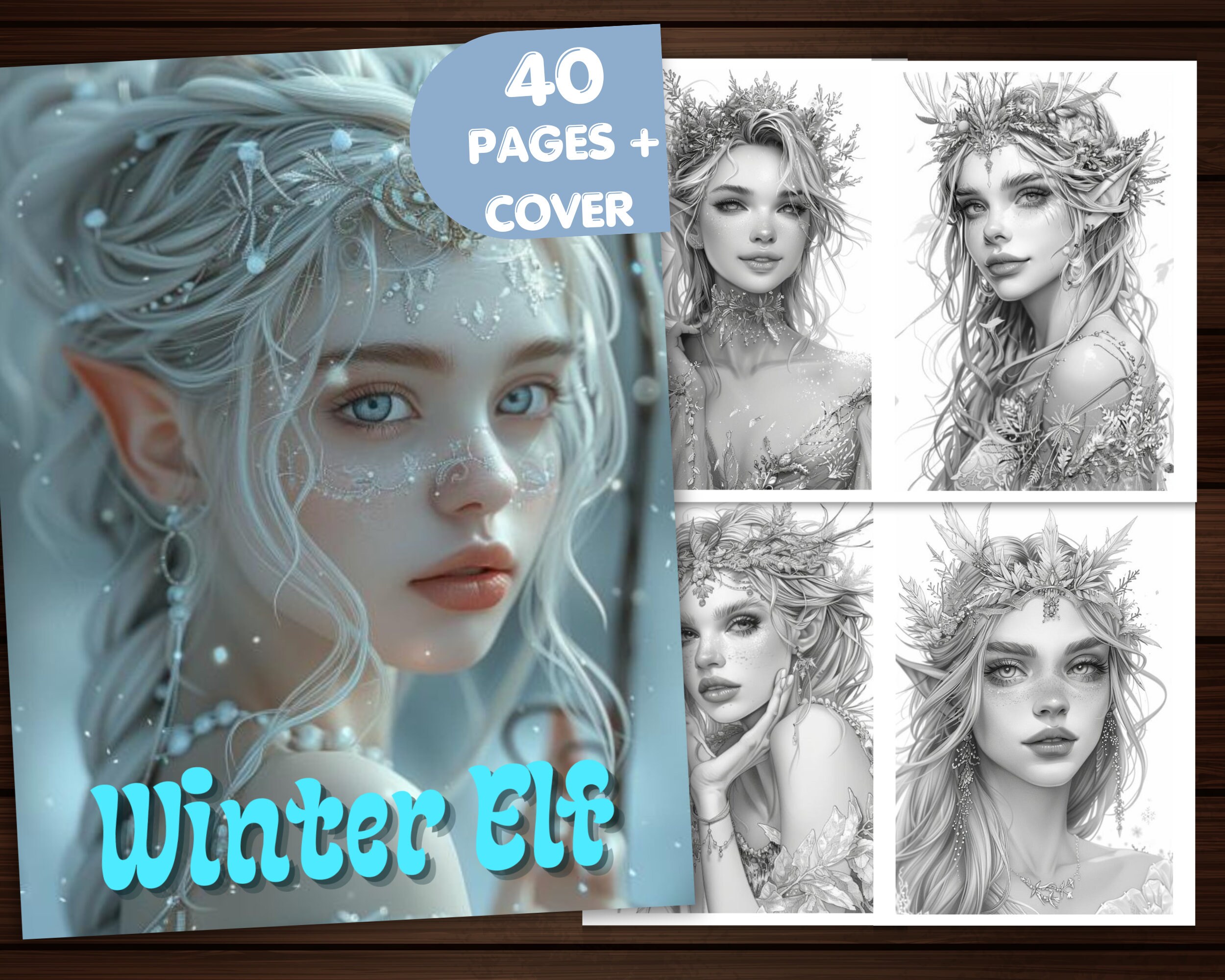 40 Winter Elf Coloring Page, Printable Ice Fairy Pages, Adults & Kids