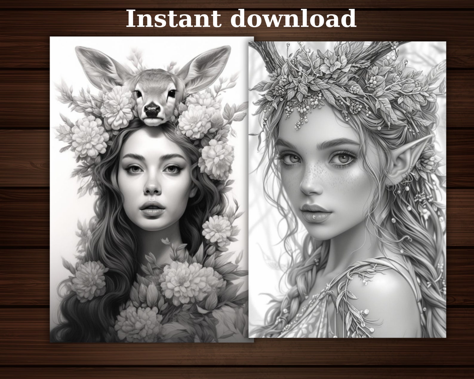 35 Wood Elves Elf Coloring Book, Printale Forest Fairy Coloring Pages ...