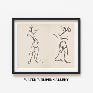 Abstract Line Art Drawing | Vintage Black and White Printable | Contemporary Modern Art | Dancing Figures | French Abstract Artwork