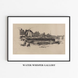 Printable Vintage London Victorian Etching, Old Chelsea Architectural Cityscape Sketch, Historic London Drawing, Antique Victorian Art Print