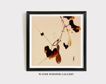 Vintage Japanese Botanical Print, Edo Art, Gourds on Vine (Digital Download)