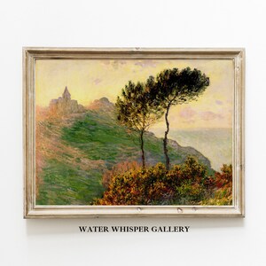 Vintage French Landscape, Antique Church Wall Art, Impressionist Art Print, Christian Gift, Digital Printable