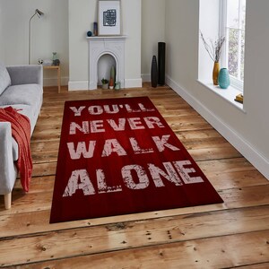 You'll Never Walk Alone Liverpool Area Rug Football Lover Gift Kids Room Decor Floor Mat English england premier league