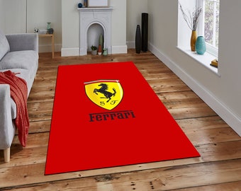 Logo de voiture Ferrari rouge, Tapis de couleur rouge, Tapis de qualité 100 %, Tapis pour siège de voiture, Tapis d'entrée, Tapis de bureau, Tapis mural, Tapis pour chambre d'enfants, Réparation de voiture