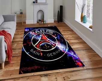 Tapis du Paris Saint-Germain, tapis de sport, tapis imprimé lavable, cadeau pour lui, tapis cool, tapis Hypebeast, tapis funky, tapis esthétique, tapis coloré