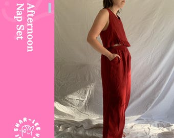 Women&#39;s Matching Loungewear Set Sewing Pattern: Easy V-Neck Top & Flowy Bottoms (PDF Pattern)
