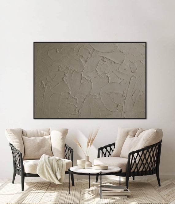 PEWFBS Grande Peinture Texturée 3D Beige, Peinture Abstraite