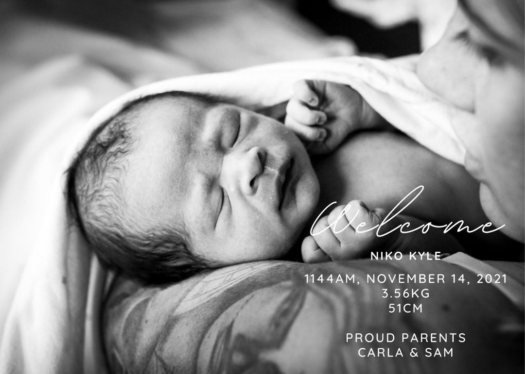 Birth Announcement Template, Photo Baby Announcement Card, Newborn