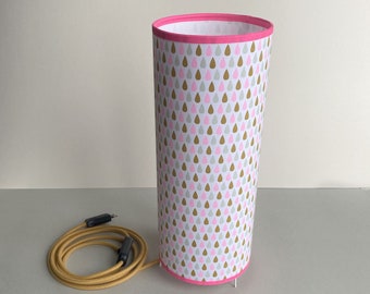 Lampe tube, lampe, abat-jour, câble textile, motif graphique