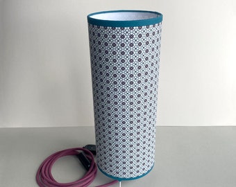 Lampe tube, lampe, abat-jour, câble textile, motif graphique