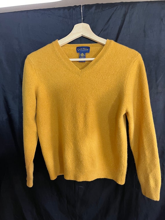 Vintage Charter Club Gold Wool Sweater Pullover V… - image 1